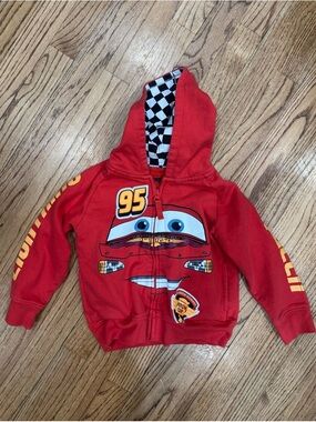 Disney Pixar Cars Red Lightning McQueen Hooded Zip Sweatshirt